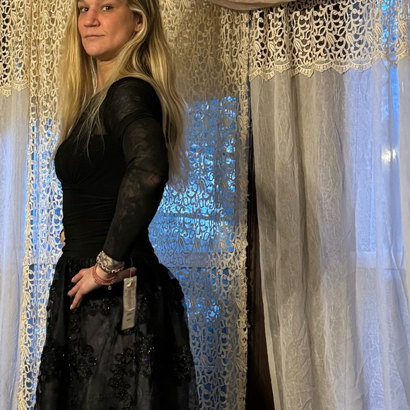 Brand new SLnY black flower imprint dress size 6 vintage - Picture 11 of 12